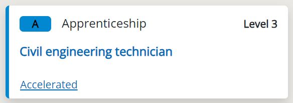 Screen shot of not applicable apprenticeship